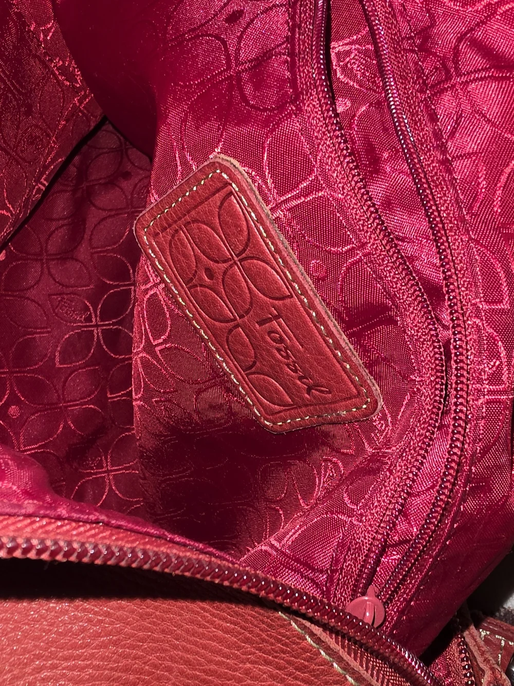 Fossil Leather Crossbody Bag in Brick Red